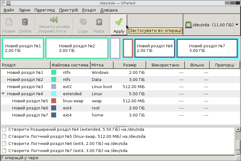 Writing partition table to disk