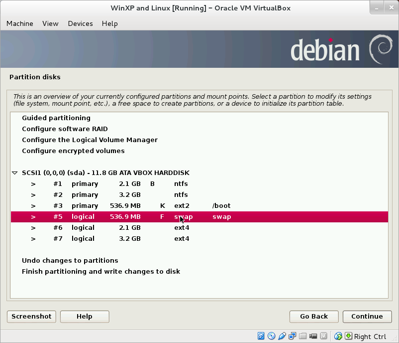 Selecting partition for Linux swap