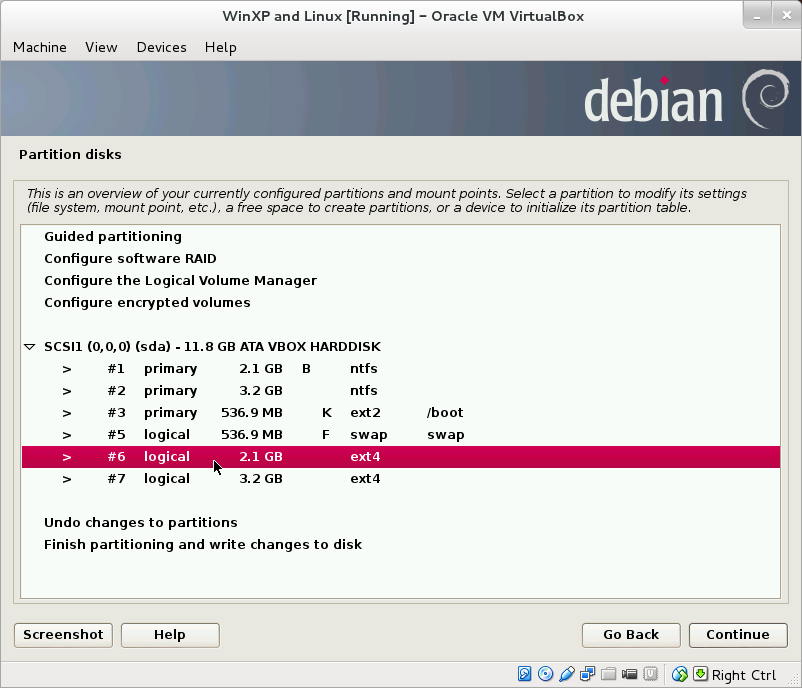 Slecting partition for Linux root
