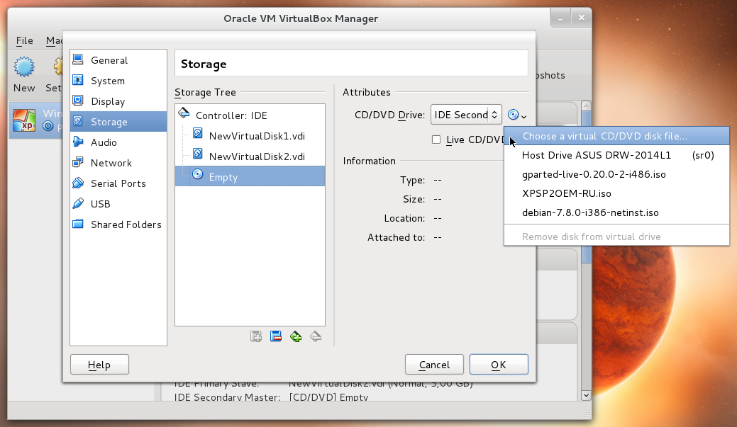 storage settings