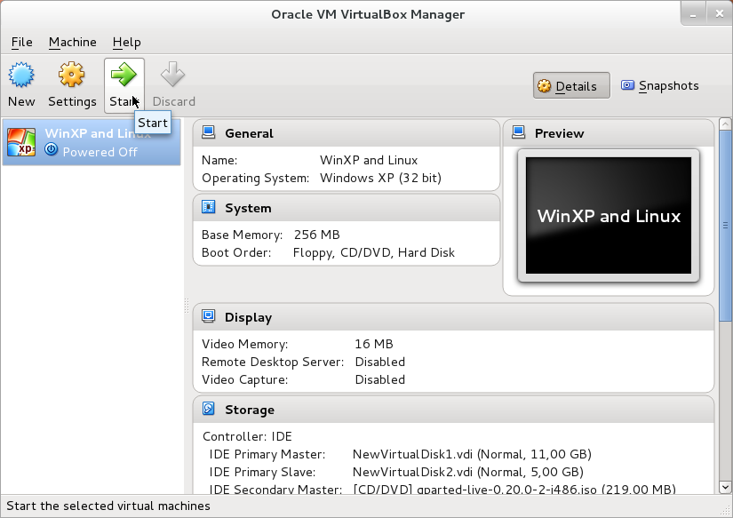 starting virtual machine