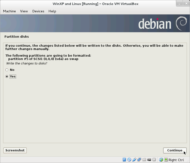 Confirmation of writing changes to disk