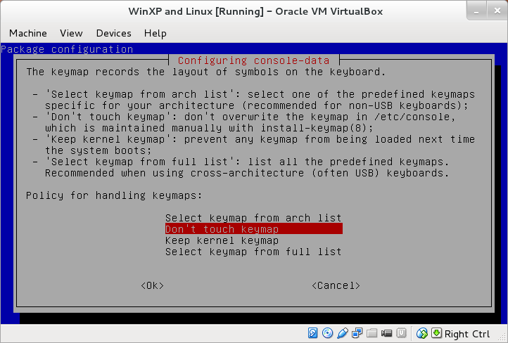 Selecting GParted keymap