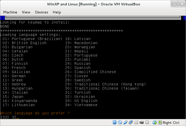 Selecting GParted locale